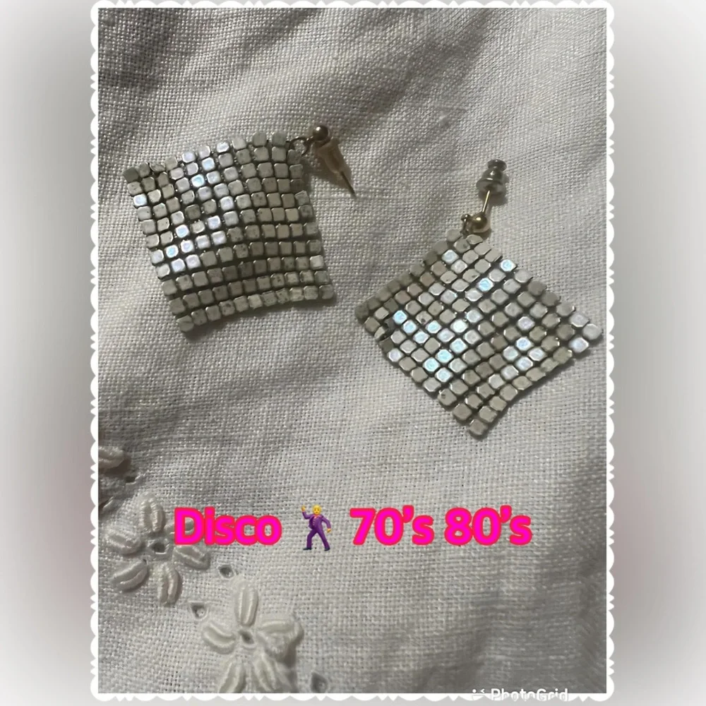 Vintage disco 🕺 70’s 80’s mesh dangle earrings‎